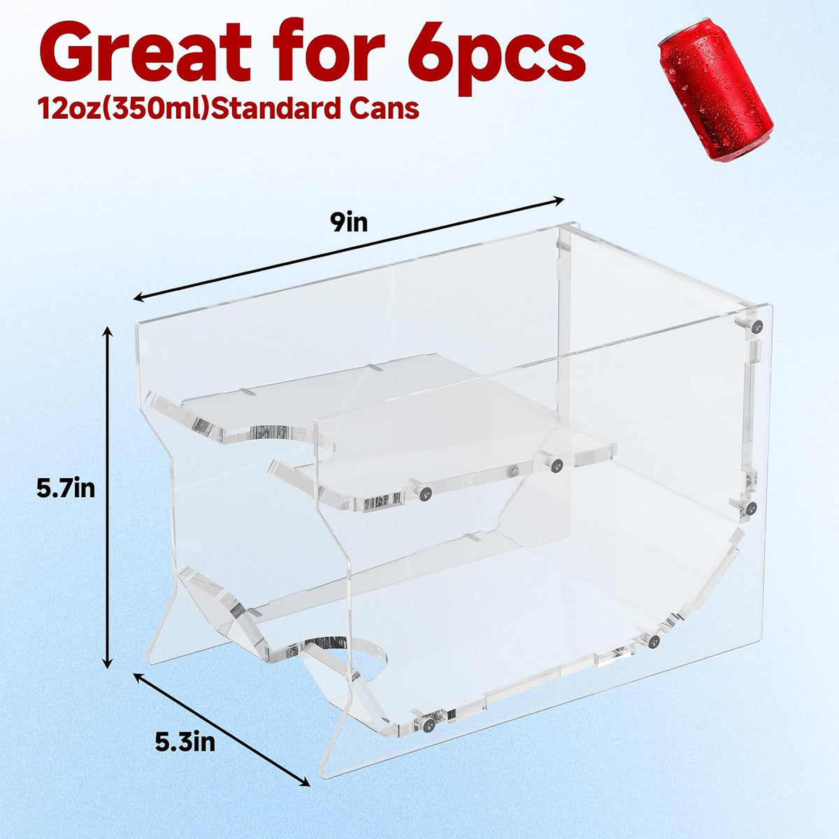Soda Can Organizer for Mini Fridge, 9'' Acrylic Rolling Can Organizer Dispenser, Auto Beverage Can Holder Rack, Can Storage Organizer, Can Drink Holder for Canned Food Beer 12oz Standard Cans
