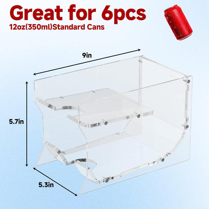 Soda Can Organizer for Mini Fridge, 9'' Acrylic Rolling Can Organizer Dispenser, Auto Beverage Can Holder Rack, Can Storage Organizer, Can Drink Holder for Canned Food Beer 12oz Standard Cans