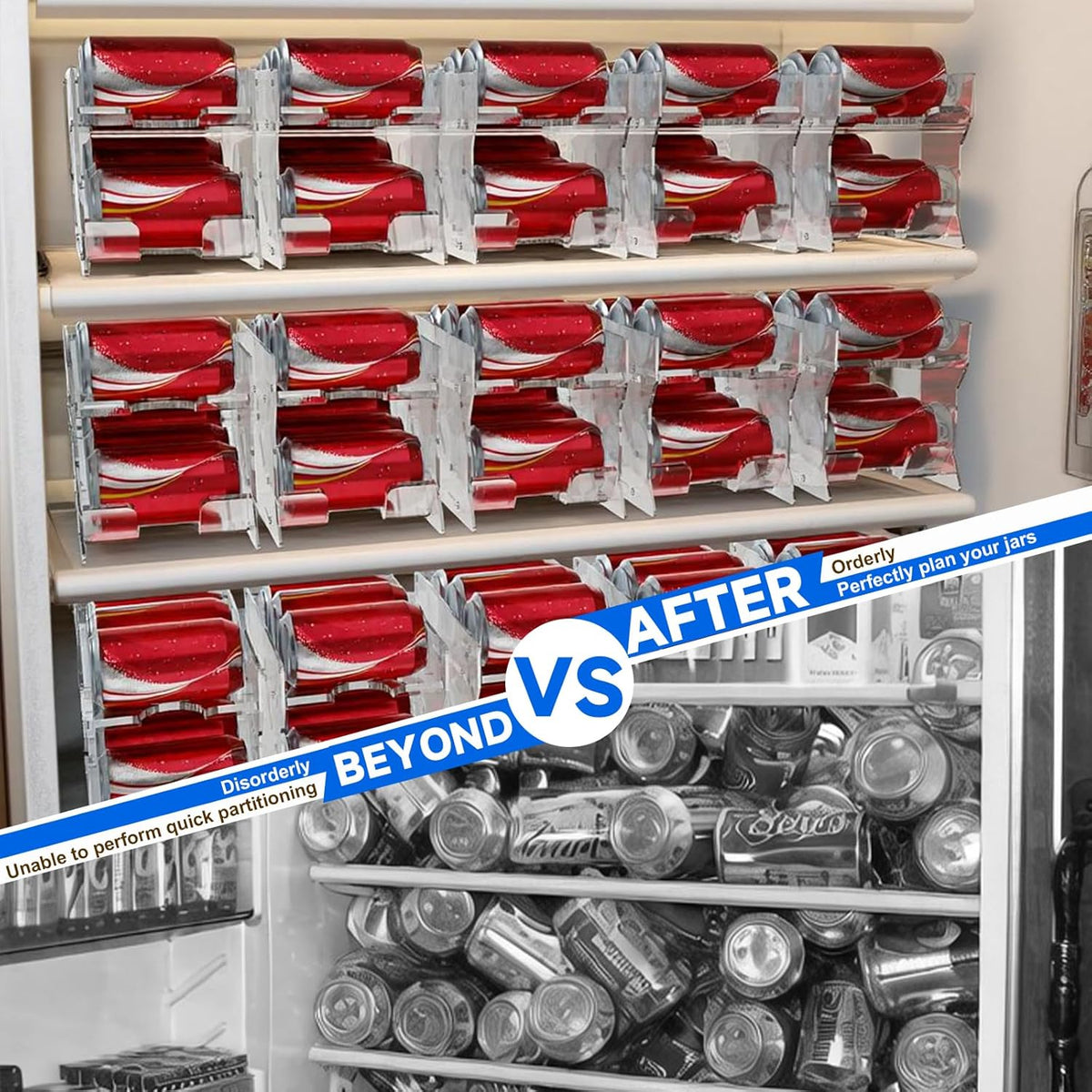 Soda Can Organizer for Mini Fridge, 9'' Acrylic Rolling Can Organizer Dispenser, Auto Beverage Can Holder Rack, Can Storage Organizer, Can Drink Holder for Canned Food Beer 12oz Standard Cans