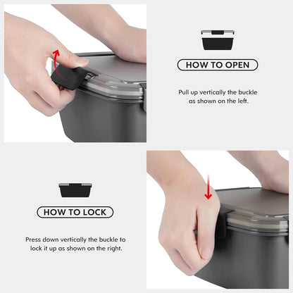 2Pack Salad Lunch Container, 68oz Salad Bowls with 4 Compartments Tray,Leak Proof Lunch Box with Fork for Men,Women BPA-Free Snack Container with Sauce Container for Dressings-Grey