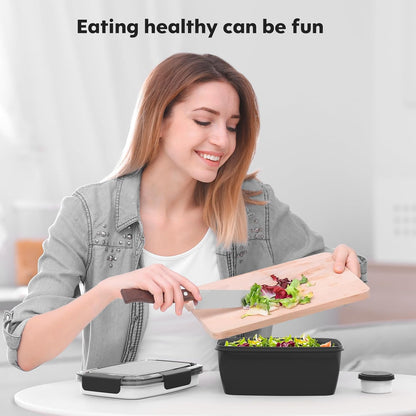 2Pack Salad Lunch Container, 68oz Salad Bowls with 4 Compartments Tray,Leak Proof Lunch Box with Fork for Men,Women BPA-Free Snack Container with Sauce Container for Dressings-Grey