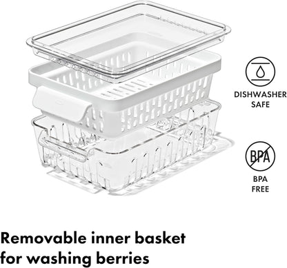 Good Grips Produce Saver - Berry Keeper, 2-Piece Set | Fruit Storage Containers, Ventilated Storage for Rinsing and Storing Berries, Cherry Tomatoes, Keeps Berries Fresh Longer