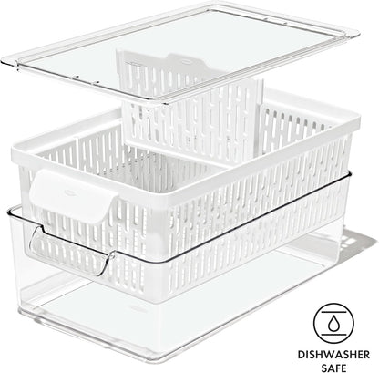Good Grips Produce Saver - Berry Keeper, 2-Piece Set | Fruit Storage Containers, Ventilated Storage for Rinsing and Storing Berries, Cherry Tomatoes, Keeps Berries Fresh Longer