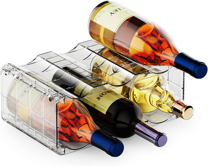 Clear Wine Racks for Refrigerator, Water Bottle Organizer, 6 Bottles