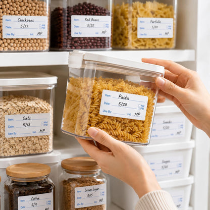 1000 PCS Removable Food Labels, 1 x 2 Inch Date Stickers for Freezer | Food Labels Stickers, Writable Removable Freezer Labels with Date Stickers for Refrigerator Food Containers & Storage