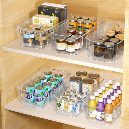 Clear Fridge Organizer, Refrigerator Organizer Bins with Handle, Freezer, Kitchen Cabinet, Pantry Organization, BPA Free Fridge Organizers (12.4 inch)