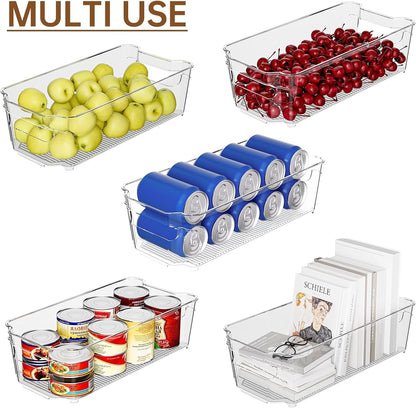 Clear Fridge Organizer, Refrigerator Organizer Bins with Handle, Freezer, Kitchen Cabinet, Pantry Organization, BPA Free Fridge Organizers (12.4 inch)