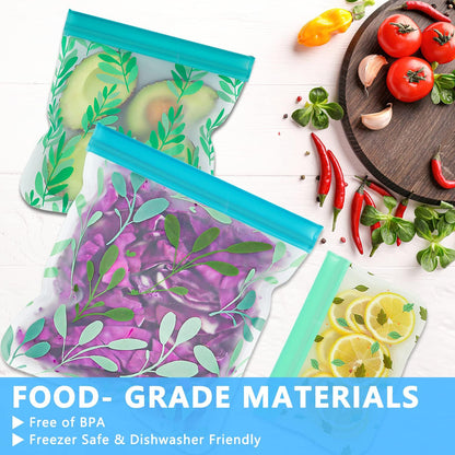 Dishwasher Safe Reusable PEVA Food Storage Bags, Leak proof Reusable Freezer Bags for Food Storage Home Organization Traval & Make-up BPA FREE for Food Storage Home BPA FREE for Salad Fruit