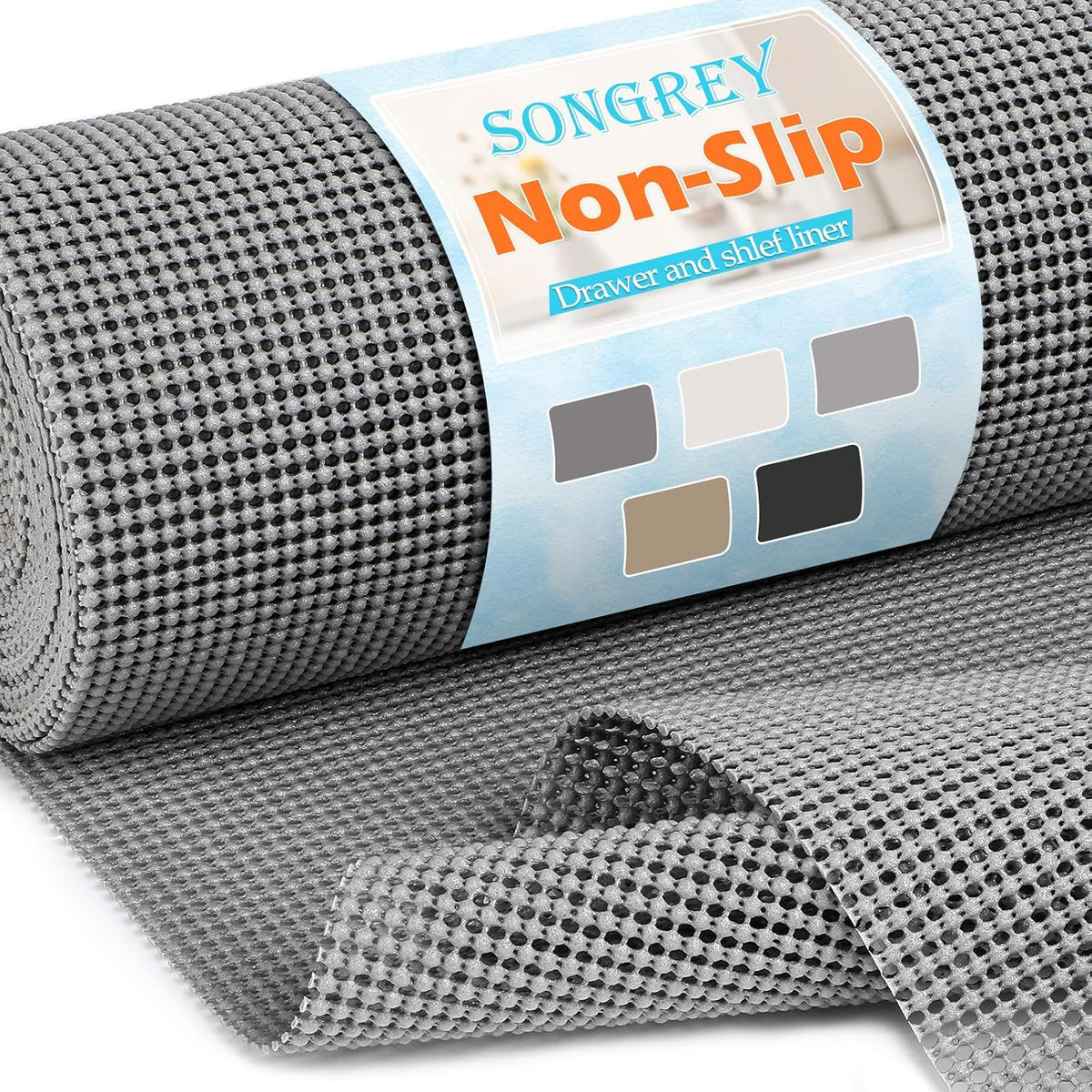Non-Slip Shelf Cabinet and Drawer Liner, 12IN x 20FT, Dark Gray