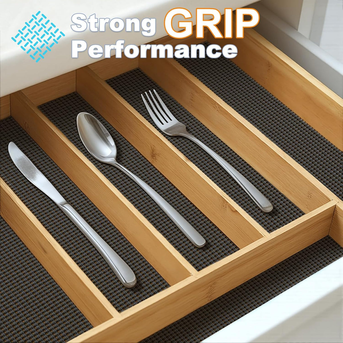 Non-Slip Shelf Cabinet and Drawer Liner, 12IN x 20FT, Dark Gray