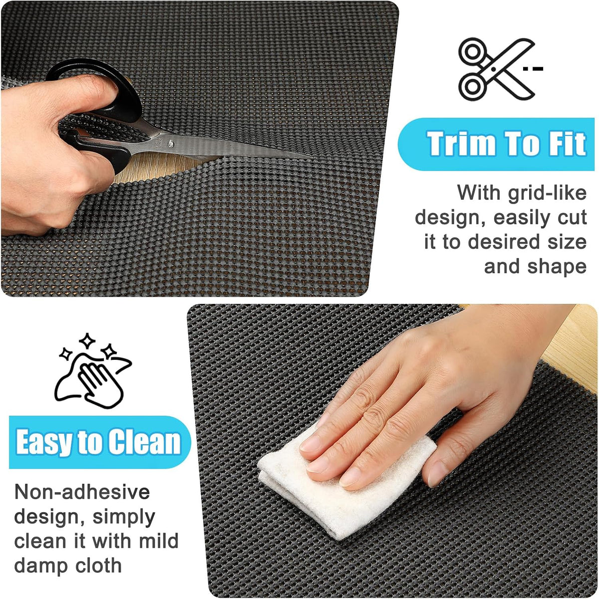 Non-Slip Shelf Cabinet and Drawer Liner, 12IN x 20FT, Dark Gray
