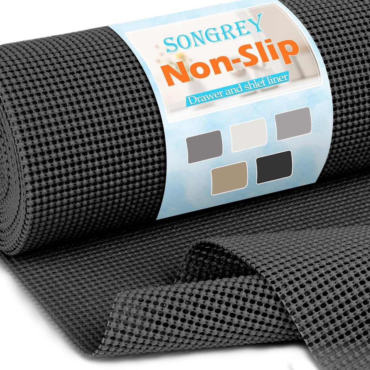 Non-Slip Shelf Cabinet and Drawer Liner, 12IN x 20FT, Dark Gray