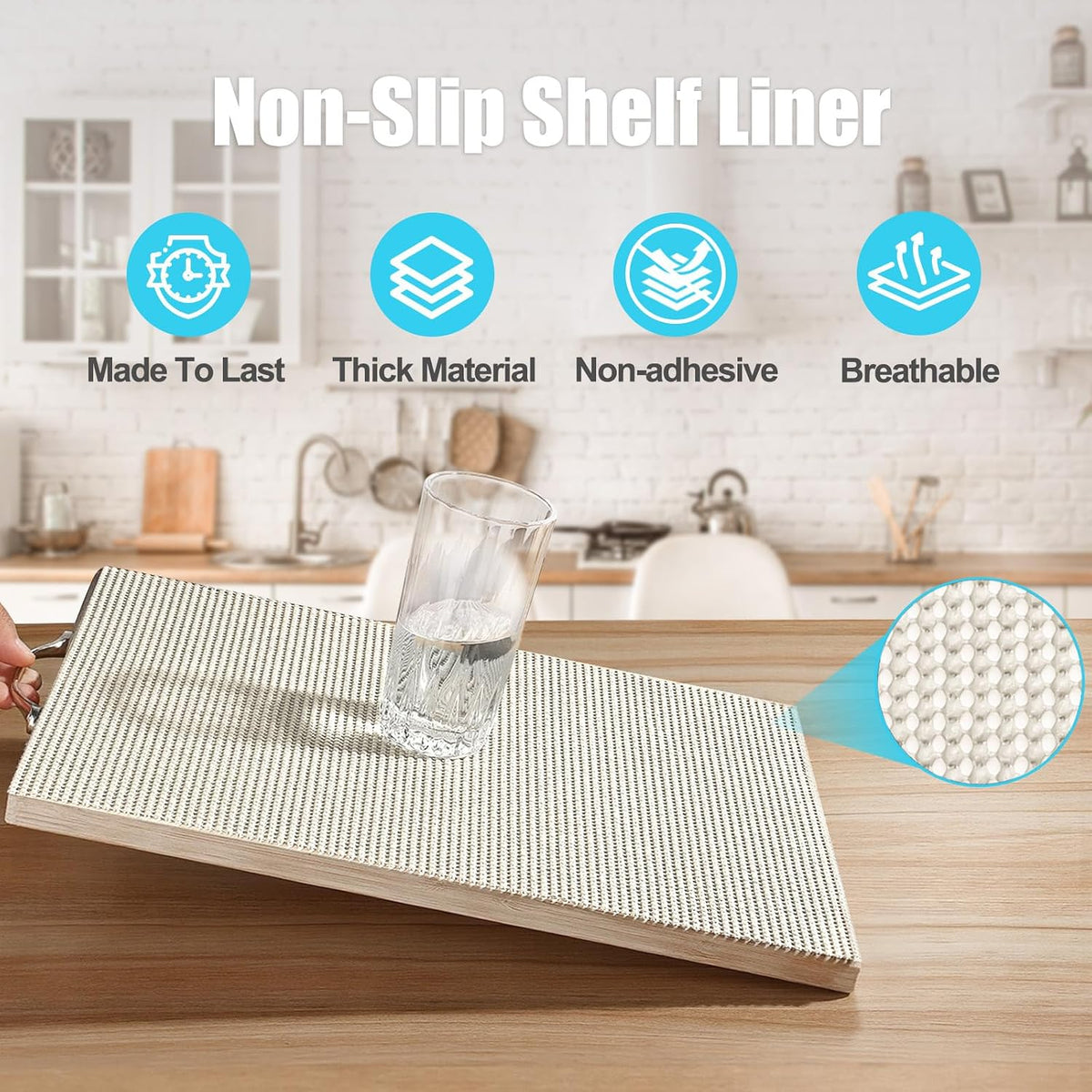 Non-Slip Shelf Cabinet and Drawer Liner, 12IN x 20FT, Dark Gray