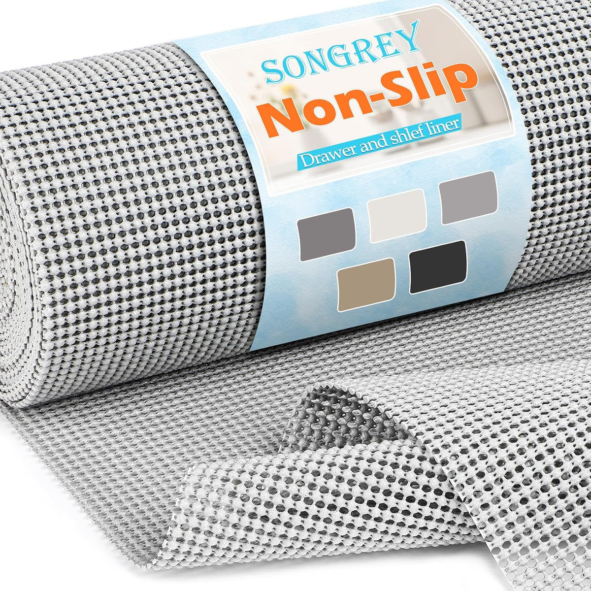 Non-Slip Shelf Cabinet and Drawer Liner, 12IN x 20FT, Dark Gray