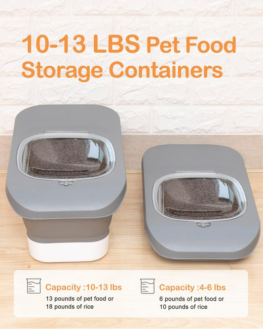 10-13 Lbs Dog Food Storage Container,Collapsible Dog Food Container | Pet Food Storage Container with Airtight Lid,Pet Food Scoop,Cat Food Storage Dry Food for Dog,Cat and Other Pets