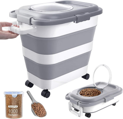 10-13 Lbs Dog Food Storage Container,Collapsible Dog Food Container | Pet Food Storage Container with Airtight Lid,Pet Food Scoop,Cat Food Storage Dry Food for Dog,Cat and Other Pets