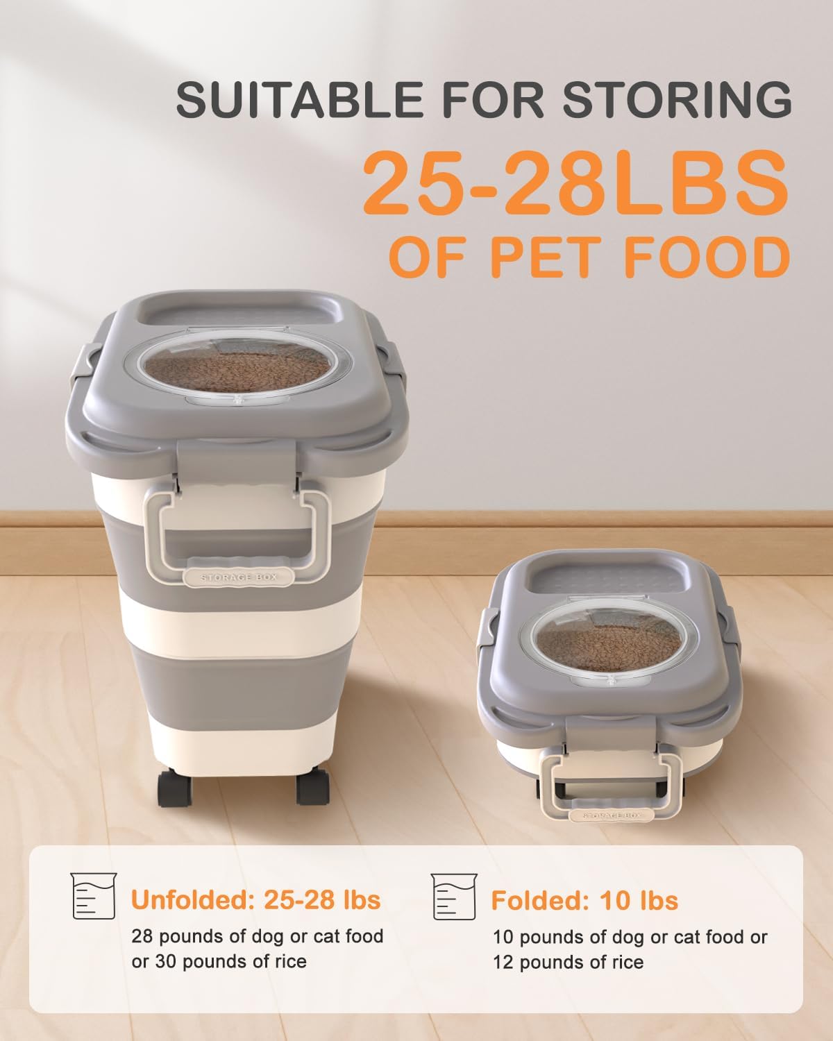 10-13 Lbs Dog Food Storage Container,Collapsible Dog Food Container | Pet Food Storage Container with Airtight Lid,Pet Food Scoop,Cat Food Storage Dry Food for Dog,Cat and Other Pets