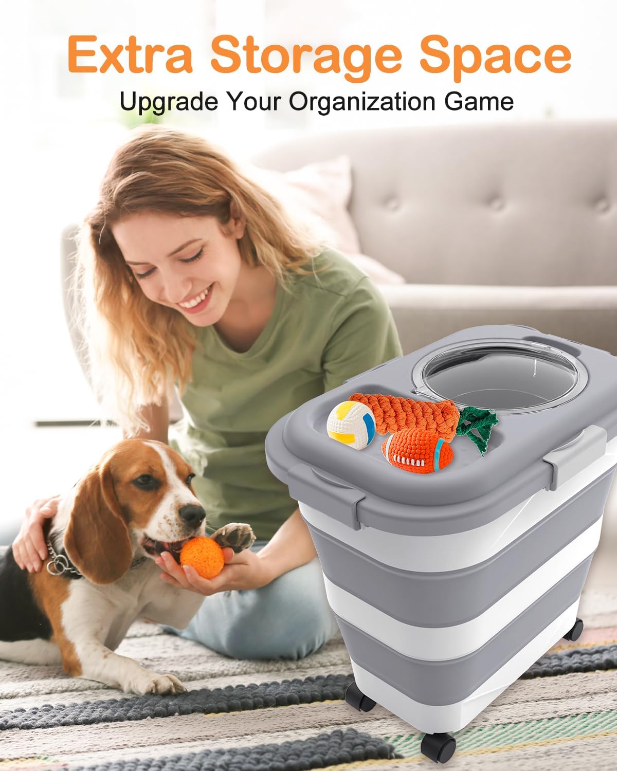 10-13 Lbs Dog Food Storage Container,Collapsible Dog Food Container | Pet Food Storage Container with Airtight Lid,Pet Food Scoop,Cat Food Storage Dry Food for Dog,Cat and Other Pets