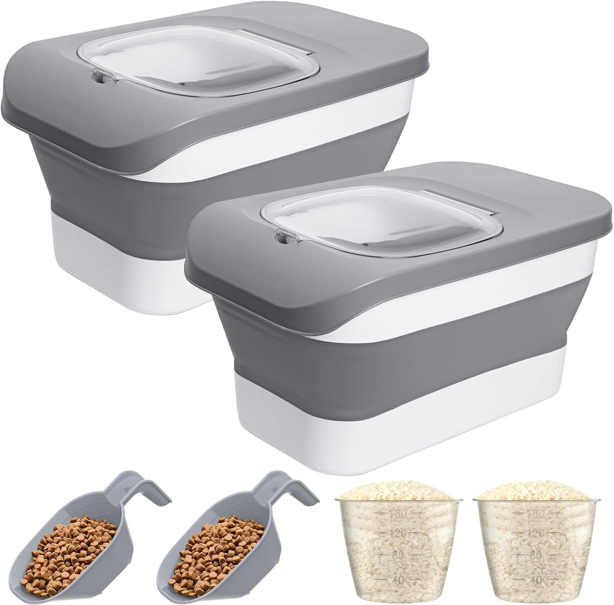 10-13 Lbs Dog Food Storage Container,Collapsible Dog Food Container | Pet Food Storage Container with Airtight Lid,Pet Food Scoop,Cat Food Storage Dry Food for Dog,Cat and Other Pets
