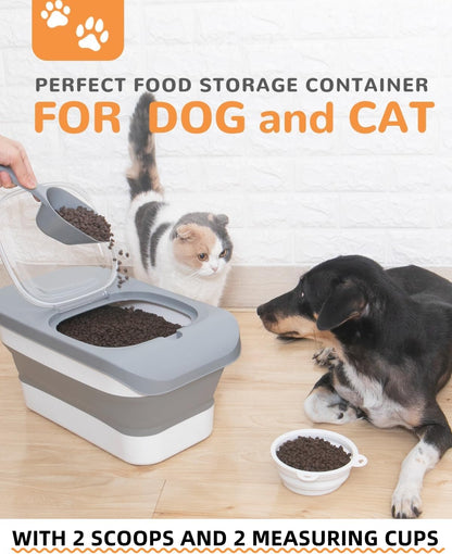 10-13 Lbs Dog Food Storage Container,Collapsible Dog Food Container | Pet Food Storage Container with Airtight Lid,Pet Food Scoop,Cat Food Storage Dry Food for Dog,Cat and Other Pets