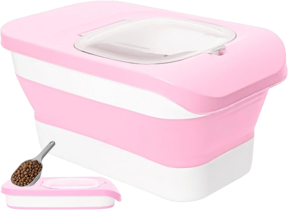 10-13 Lbs Dog Food Storage Container,Collapsible Dog Food Container | Pet Food Storage Container with Airtight Lid,Pet Food Scoop,Cat Food Storage Dry Food for Dog,Cat and Other Pets