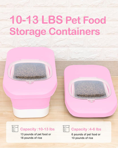 10-13 Lbs Dog Food Storage Container,Collapsible Dog Food Container | Pet Food Storage Container with Airtight Lid,Pet Food Scoop,Cat Food Storage Dry Food for Dog,Cat and Other Pets