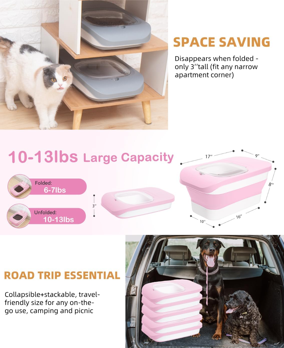 10-13 Lbs Dog Food Storage Container,Collapsible Dog Food Container | Pet Food Storage Container with Airtight Lid,Pet Food Scoop,Cat Food Storage Dry Food for Dog,Cat and Other Pets