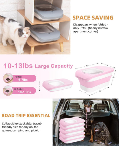 10-13 Lbs Dog Food Storage Container,Collapsible Dog Food Container | Pet Food Storage Container with Airtight Lid,Pet Food Scoop,Cat Food Storage Dry Food for Dog,Cat and Other Pets