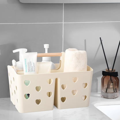 Portable Shower Caddy Plastic Shower Basket Organizer Divided Bathroom Caddy Storage Cleanning Caddy Tote with Handle for College, Dorm Room, Kitchen, Pink | Divided Bathroom Caddy Storage Cleanning Caddy Tote for College, Dorm Room, Kitchen