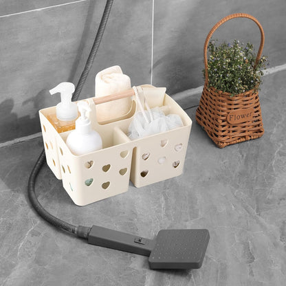 Portable Shower Caddy Plastic Shower Basket Organizer Divided Bathroom Caddy Storage Cleanning Caddy Tote with Handle for College, Dorm Room, Kitchen, Pink | Divided Bathroom Caddy Storage Cleanning Caddy Tote for College, Dorm Room, Kitchen
