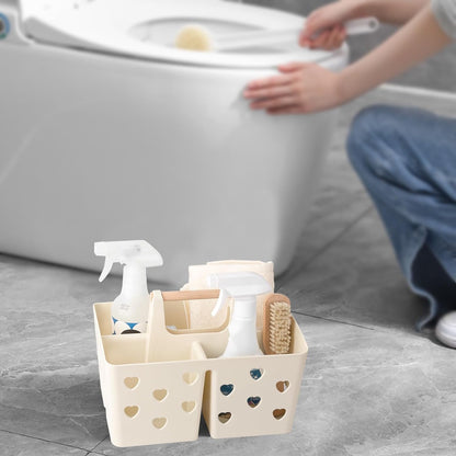 Portable Shower Caddy Plastic Shower Basket Organizer Divided Bathroom Caddy Storage Cleanning Caddy Tote with Handle for College, Dorm Room, Kitchen, Pink | Divided Bathroom Caddy Storage Cleanning Caddy Tote for College, Dorm Room, Kitchen