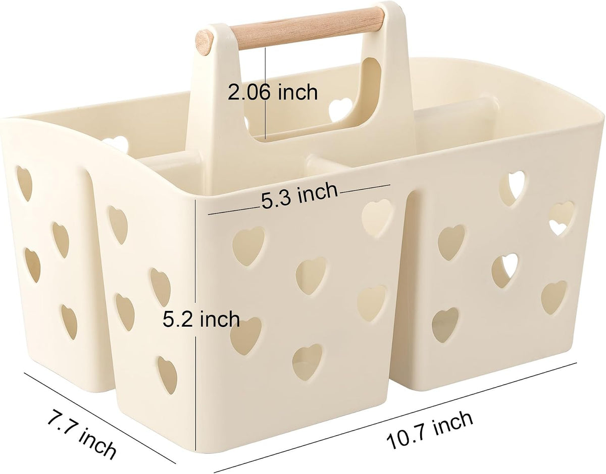 Portable Shower Caddy Plastic Shower Basket Organizer Divided Bathroom Caddy Storage Cleanning Caddy Tote with Handle for College, Dorm Room, Kitchen, Pink | Divided Bathroom Caddy Storage Cleanning Caddy Tote for College, Dorm Room, Kitchen