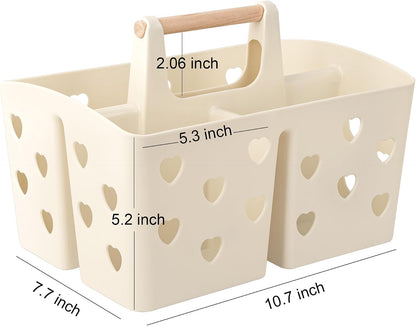 Portable Shower Caddy Plastic Shower Basket Organizer Divided Bathroom Caddy Storage Cleanning Caddy Tote with Handle for College, Dorm Room, Kitchen, Pink | Divided Bathroom Caddy Storage Cleanning Caddy Tote for College, Dorm Room, Kitchen