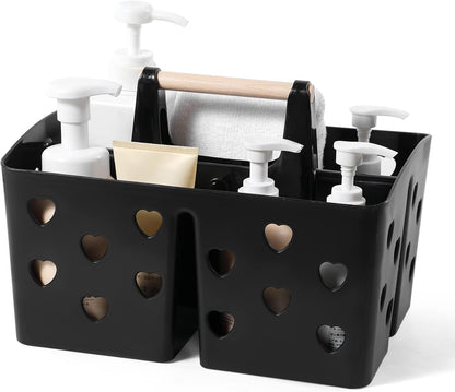 Portable Shower Caddy Plastic Shower Basket Organizer Divided Bathroom Caddy Storage Cleanning Caddy Tote with Handle for College, Dorm Room, Kitchen, Pink | Divided Bathroom Caddy Storage Cleanning Caddy Tote for College, Dorm Room, Kitchen