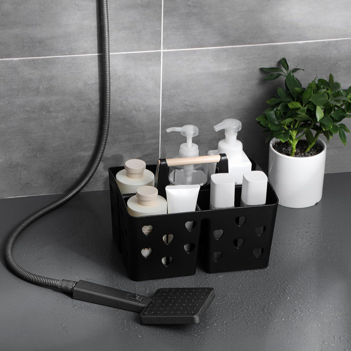 Portable Shower Caddy Plastic Shower Basket Organizer Divided Bathroom Caddy Storage Cleanning Caddy Tote with Handle for College, Dorm Room, Kitchen, Pink | Divided Bathroom Caddy Storage Cleanning Caddy Tote for College, Dorm Room, Kitchen