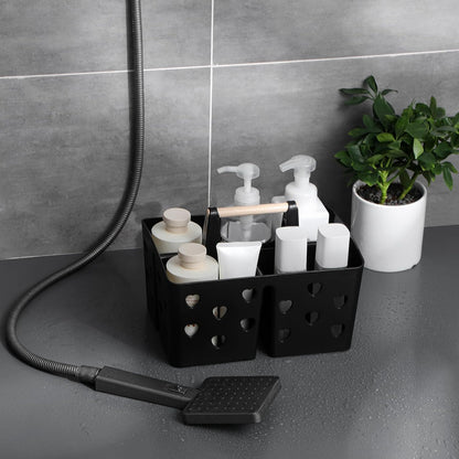 Portable Shower Caddy Plastic Shower Basket Organizer Divided Bathroom Caddy Storage Cleanning Caddy Tote with Handle for College, Dorm Room, Kitchen, Pink | Divided Bathroom Caddy Storage Cleanning Caddy Tote for College, Dorm Room, Kitchen