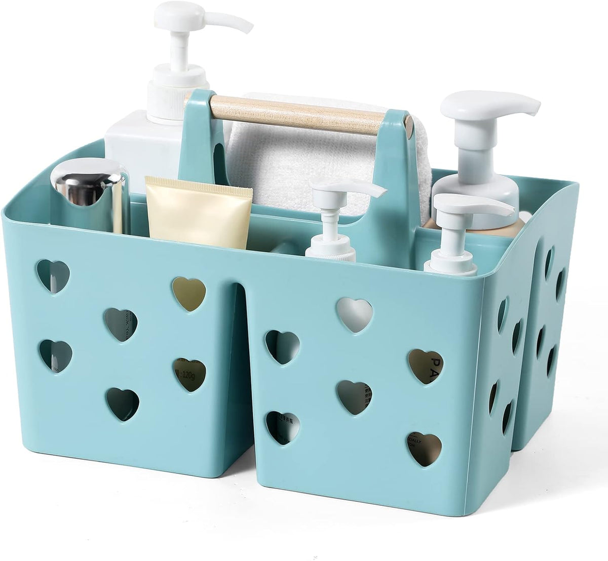Portable Shower Caddy Plastic Shower Basket Organizer Divided Bathroom Caddy Storage Cleanning Caddy Tote with Handle for College, Dorm Room, Kitchen, Pink | Divided Bathroom Caddy Storage Cleanning Caddy Tote for College, Dorm Room, Kitchen