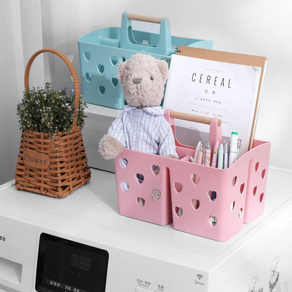 Portable Shower Caddy Plastic Shower Basket Organizer Divided Bathroom Caddy Storage Cleanning Caddy Tote with Handle for College, Dorm Room, Kitchen, Pink | Divided Bathroom Caddy Storage Cleanning Caddy Tote for College, Dorm Room, Kitchen