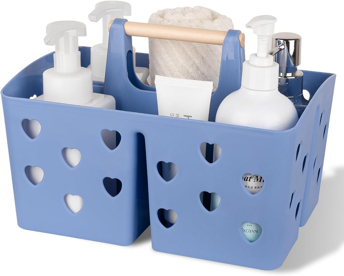 Portable Shower Caddy Plastic Shower Basket Organizer Divided Bathroom Caddy Storage Cleanning Caddy Tote with Handle for College, Dorm Room, Kitchen, Pink | Divided Bathroom Caddy Storage Cleanning Caddy Tote for College, Dorm Room, Kitchen