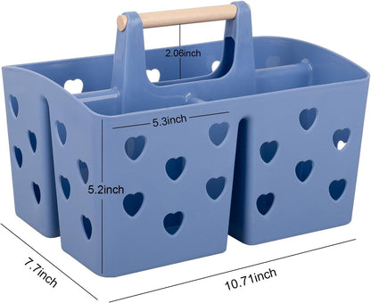 Portable Shower Caddy Plastic Shower Basket Organizer Divided Bathroom Caddy Storage Cleanning Caddy Tote with Handle for College, Dorm Room, Kitchen, Pink | Divided Bathroom Caddy Storage Cleanning Caddy Tote for College, Dorm Room, Kitchen