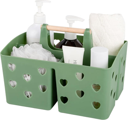 Portable Shower Caddy Plastic Shower Basket Organizer Divided Bathroom Caddy Storage Cleanning Caddy Tote with Handle for College, Dorm Room, Kitchen, Pink | Divided Bathroom Caddy Storage Cleanning Caddy Tote for College, Dorm Room, Kitchen