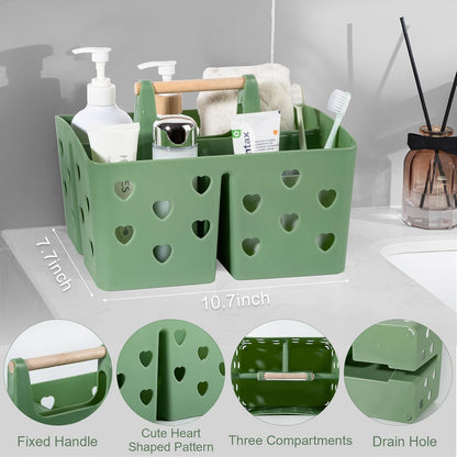 Portable Shower Caddy Plastic Shower Basket Organizer Divided Bathroom Caddy Storage Cleanning Caddy Tote with Handle for College, Dorm Room, Kitchen, Pink | Divided Bathroom Caddy Storage Cleanning Caddy Tote for College, Dorm Room, Kitchen