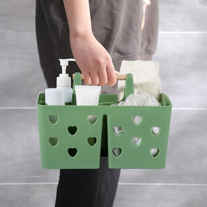 Portable Shower Caddy Plastic Shower Basket Organizer Divided Bathroom Caddy Storage Cleanning Caddy Tote with Handle for College, Dorm Room, Kitchen, Pink | Divided Bathroom Caddy Storage Cleanning Caddy Tote for College, Dorm Room, Kitchen