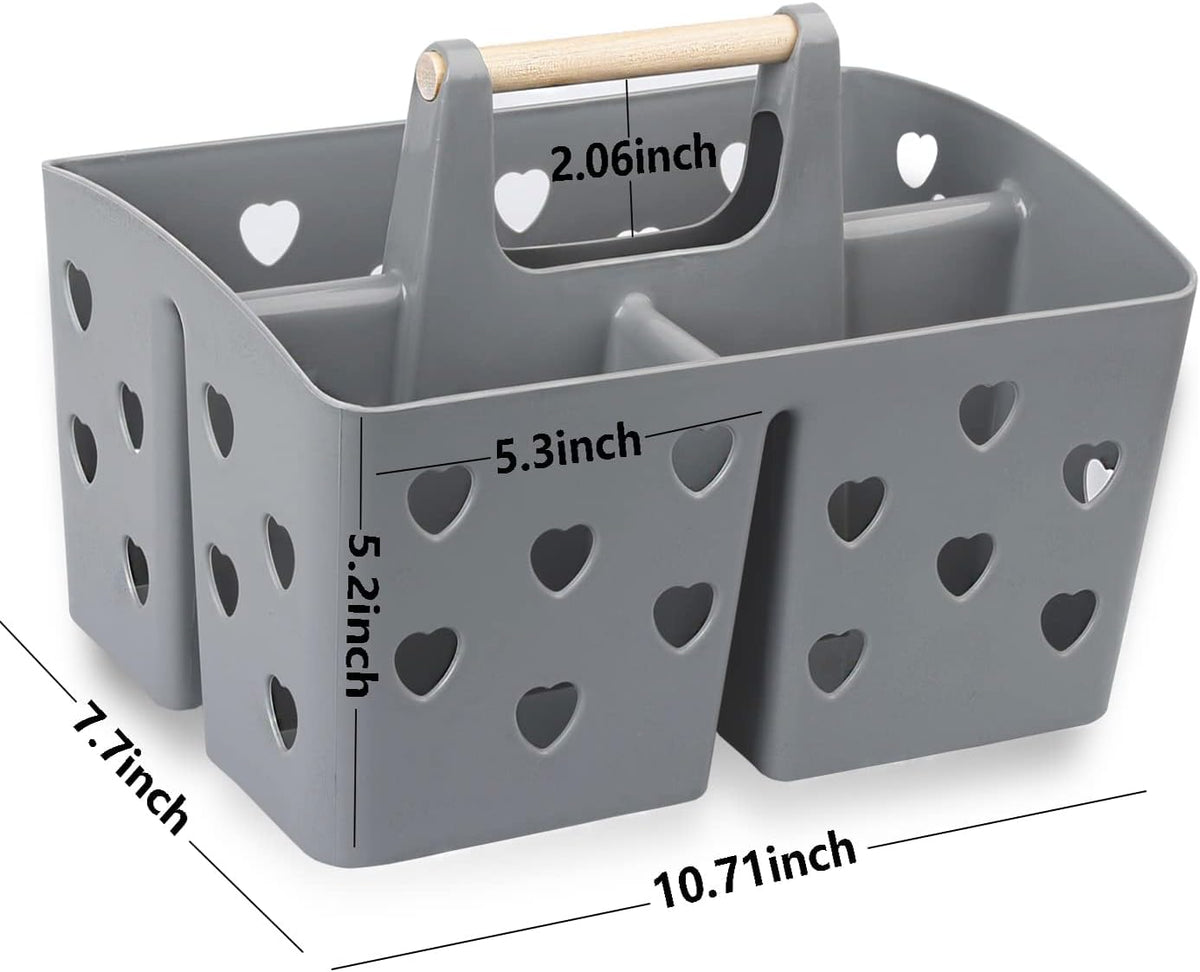 Portable Shower Caddy Plastic Shower Basket Organizer Divided Bathroom Caddy Storage Cleanning Caddy Tote with Handle for College, Dorm Room, Kitchen, Pink | Divided Bathroom Caddy Storage Cleanning Caddy Tote for College, Dorm Room, Kitchen