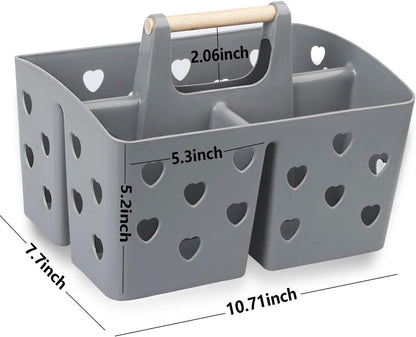Portable Shower Caddy Plastic Shower Basket Organizer Divided Bathroom Caddy Storage Cleanning Caddy Tote with Handle for College, Dorm Room, Kitchen, Pink | Divided Bathroom Caddy Storage Cleanning Caddy Tote for College, Dorm Room, Kitchen