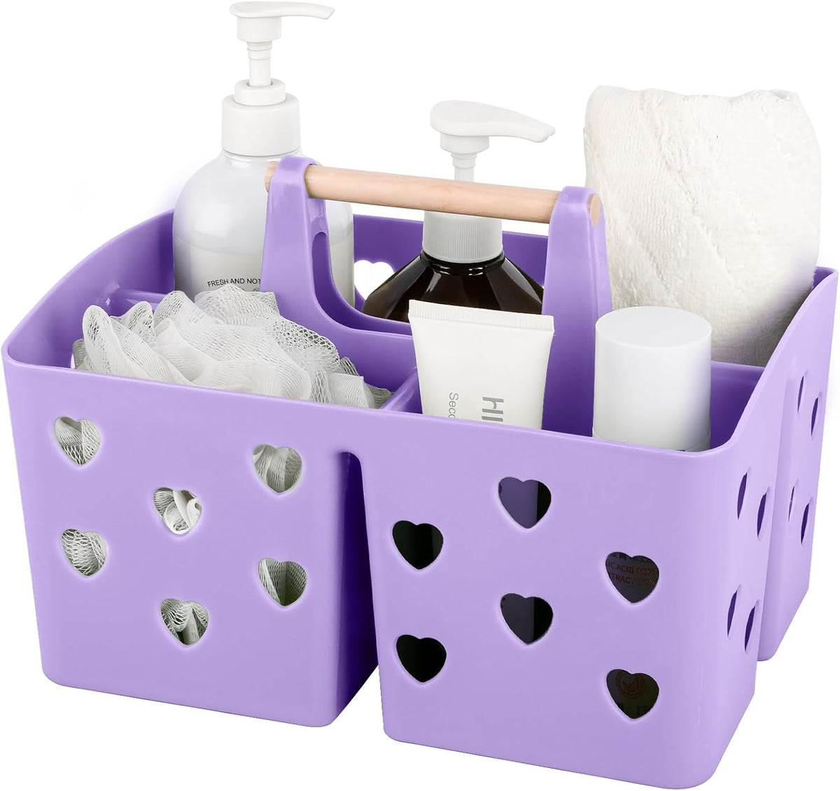 Portable Shower Caddy Plastic Shower Basket Organizer Divided Bathroom Caddy Storage Cleanning Caddy Tote with Handle for College, Dorm Room, Kitchen, Pink | Divided Bathroom Caddy Storage Cleanning Caddy Tote for College, Dorm Room, Kitchen