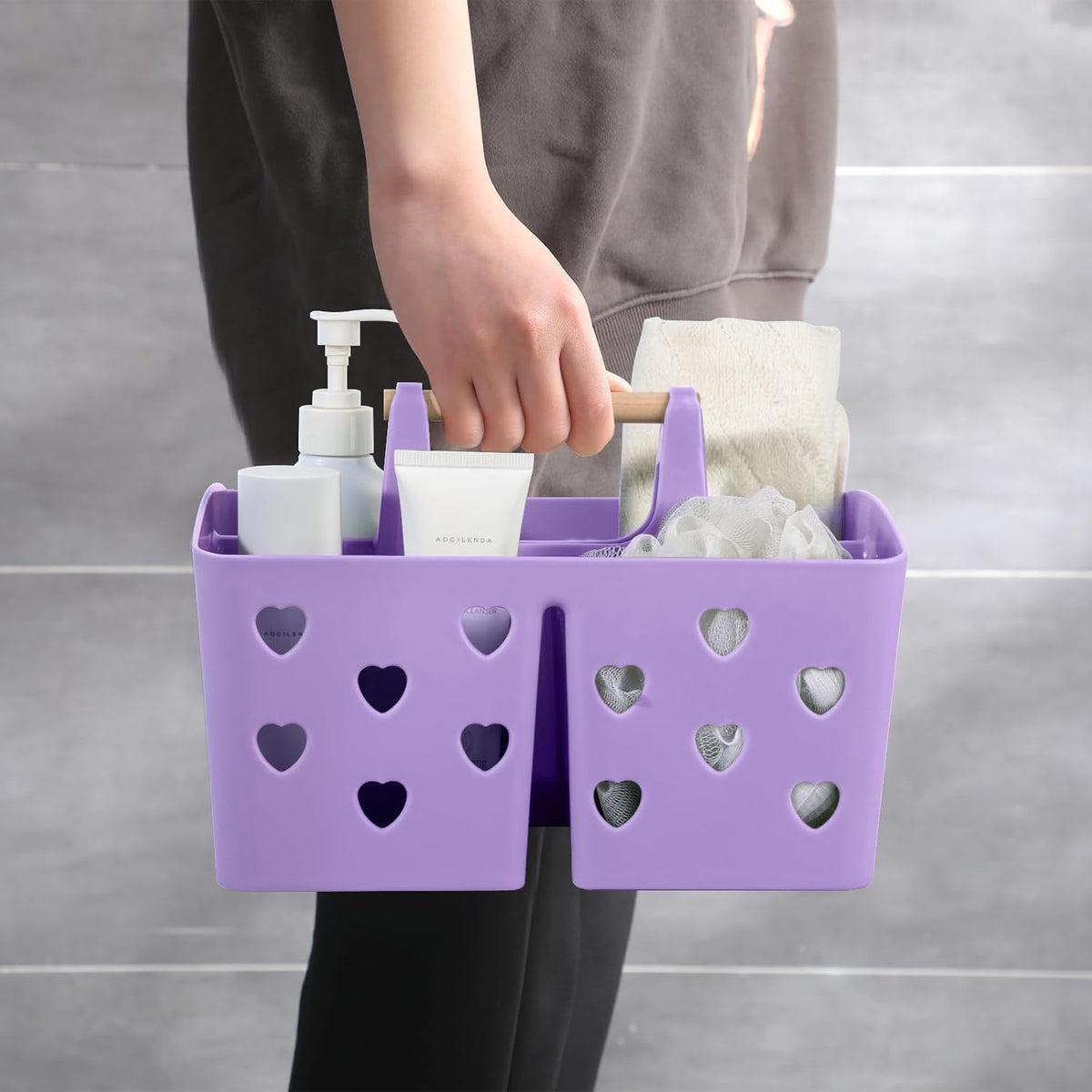 Portable Shower Caddy Plastic Shower Basket Organizer Divided Bathroom Caddy Storage Cleanning Caddy Tote with Handle for College, Dorm Room, Kitchen, Pink | Divided Bathroom Caddy Storage Cleanning Caddy Tote for College, Dorm Room, Kitchen