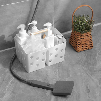 Portable Shower Caddy Plastic Shower Basket Organizer Divided Bathroom Caddy Storage Cleanning Caddy Tote with Handle for College, Dorm Room, Kitchen, Pink | Divided Bathroom Caddy Storage Cleanning Caddy Tote for College, Dorm Room, Kitchen
