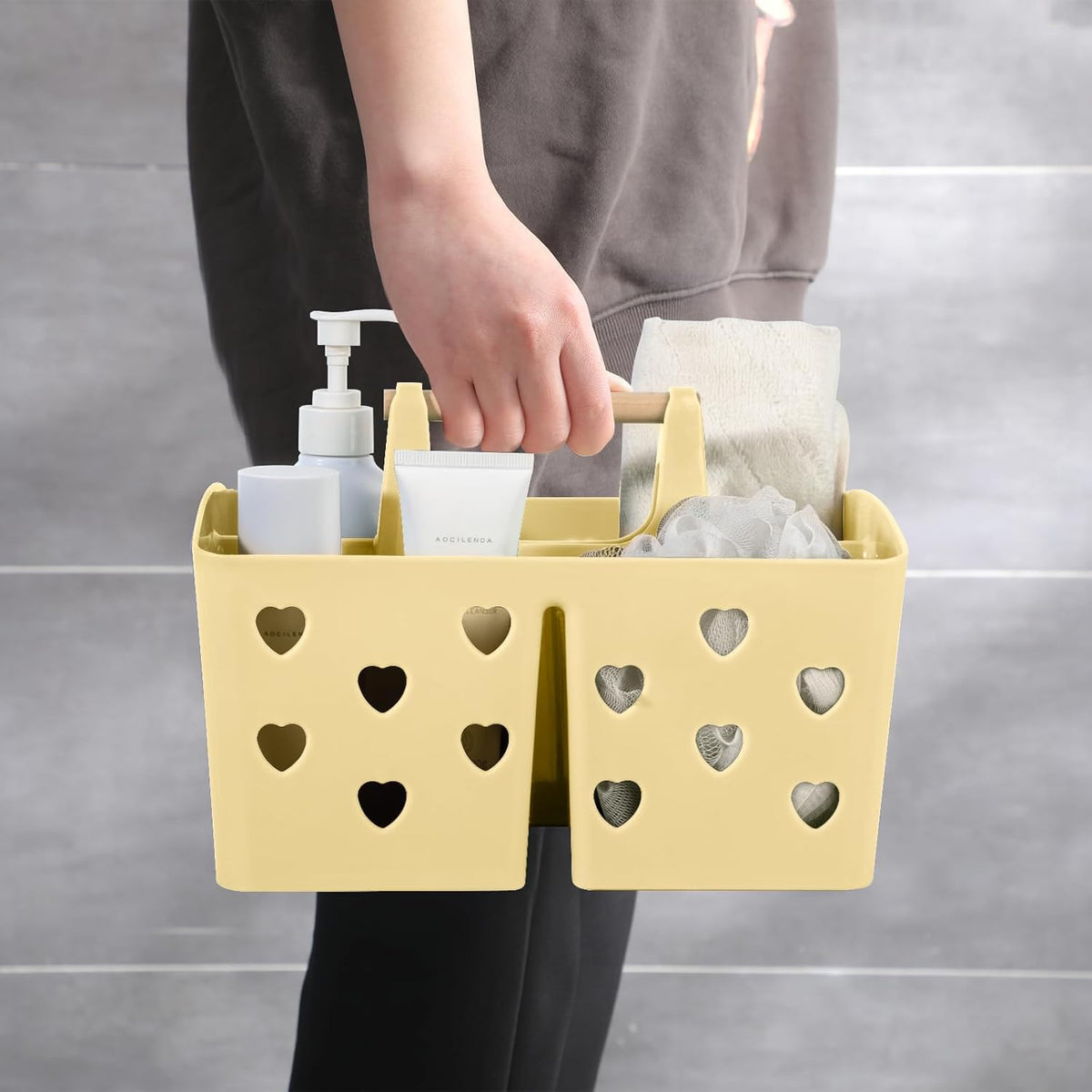 Portable Shower Caddy Plastic Shower Basket Organizer Divided Bathroom Caddy Storage Cleanning Caddy Tote with Handle for College, Dorm Room, Kitchen, Pink | Divided Bathroom Caddy Storage Cleanning Caddy Tote for College, Dorm Room, Kitchen