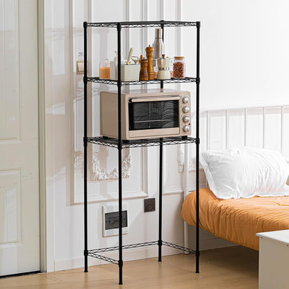 Mini Dorm Fridge Shelf Stand with Storage, Over Mini Fridge and Microwave Stand ,Carbon Steel Adjustable Refrigerator Storage Organizer for Dorm Room Apartment Kitchen(Black,3 Layer)